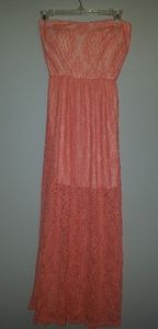 Coral/peach lace dress